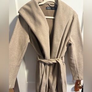 Zara Women's Beige Wrap Trench Coat